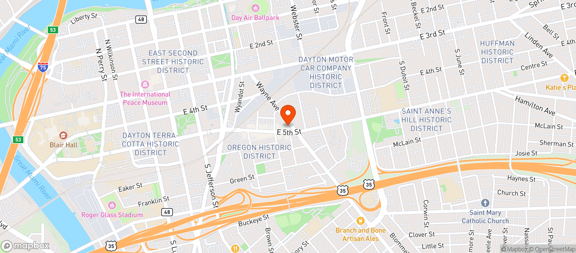 Map showing Press Coffee Bar