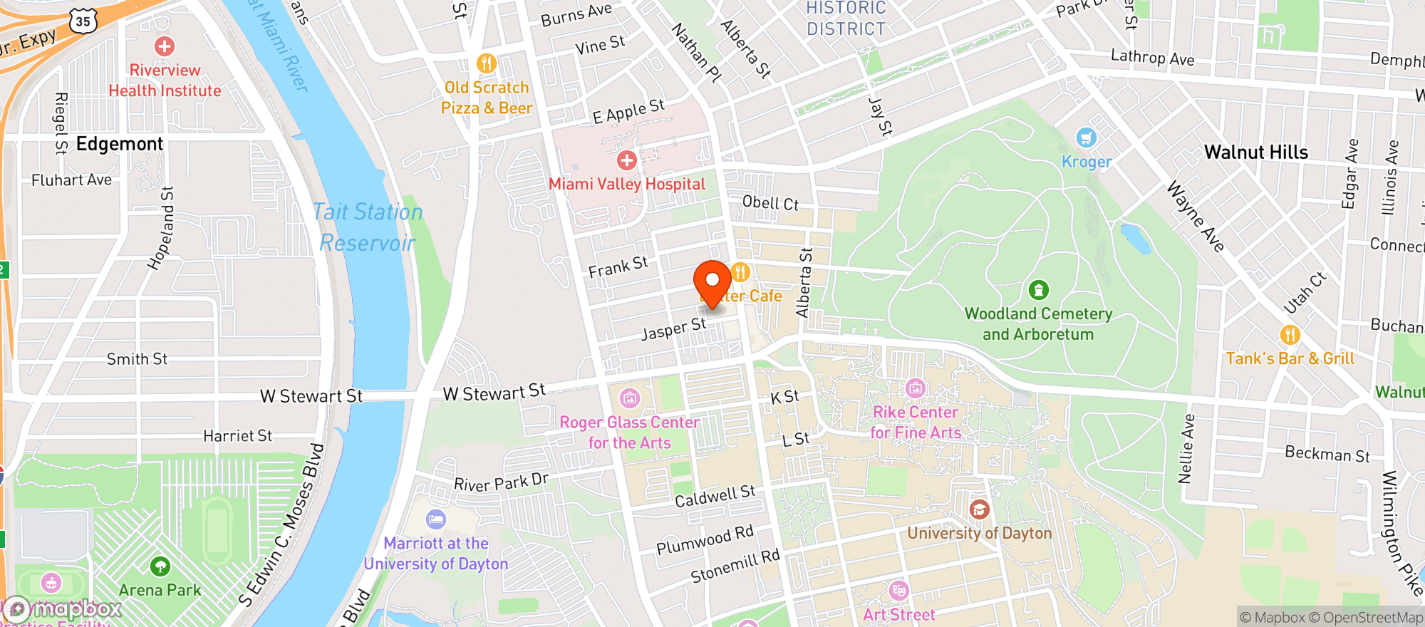 Map showing Deweys Pizza