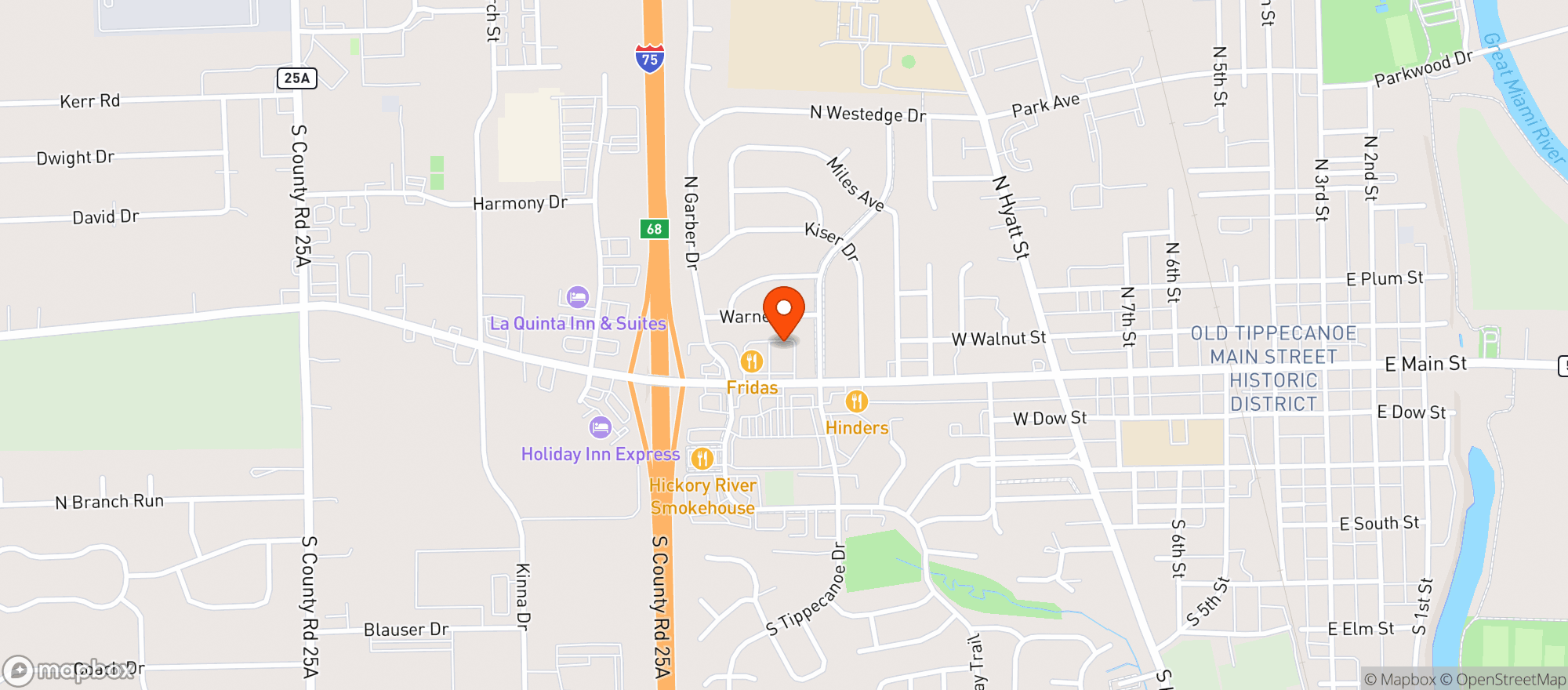Map showing MIAMI VALLEY WINE & SPIRITS (TIPP CITY)