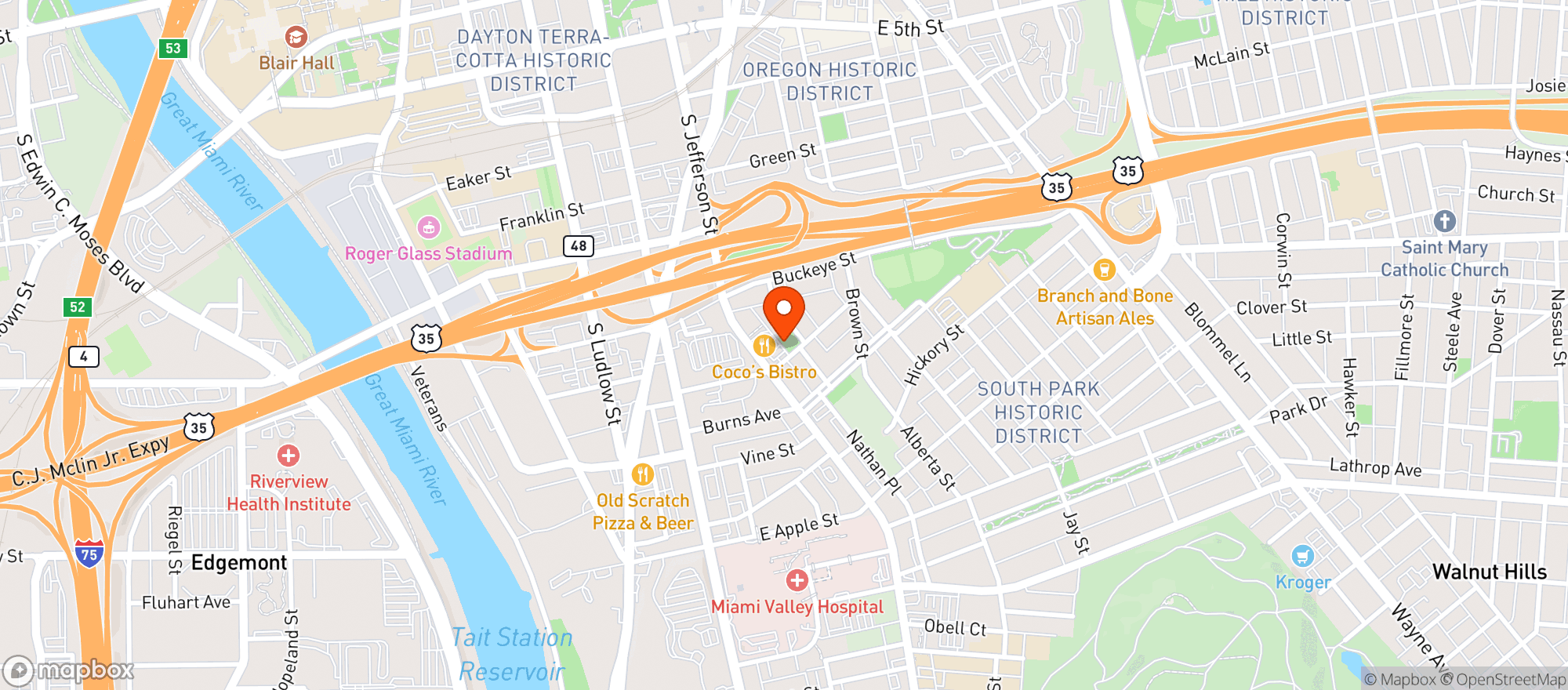 Map showing Cocos Bistro