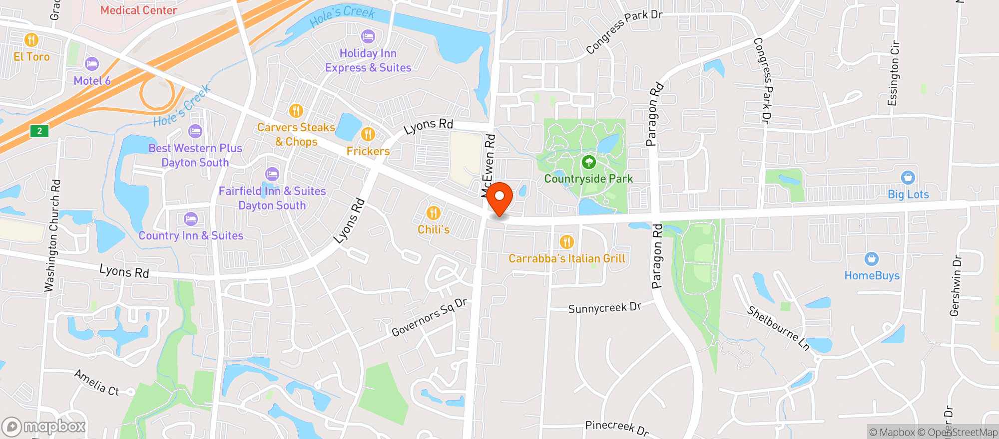 Map showing Caesars Drive Thru