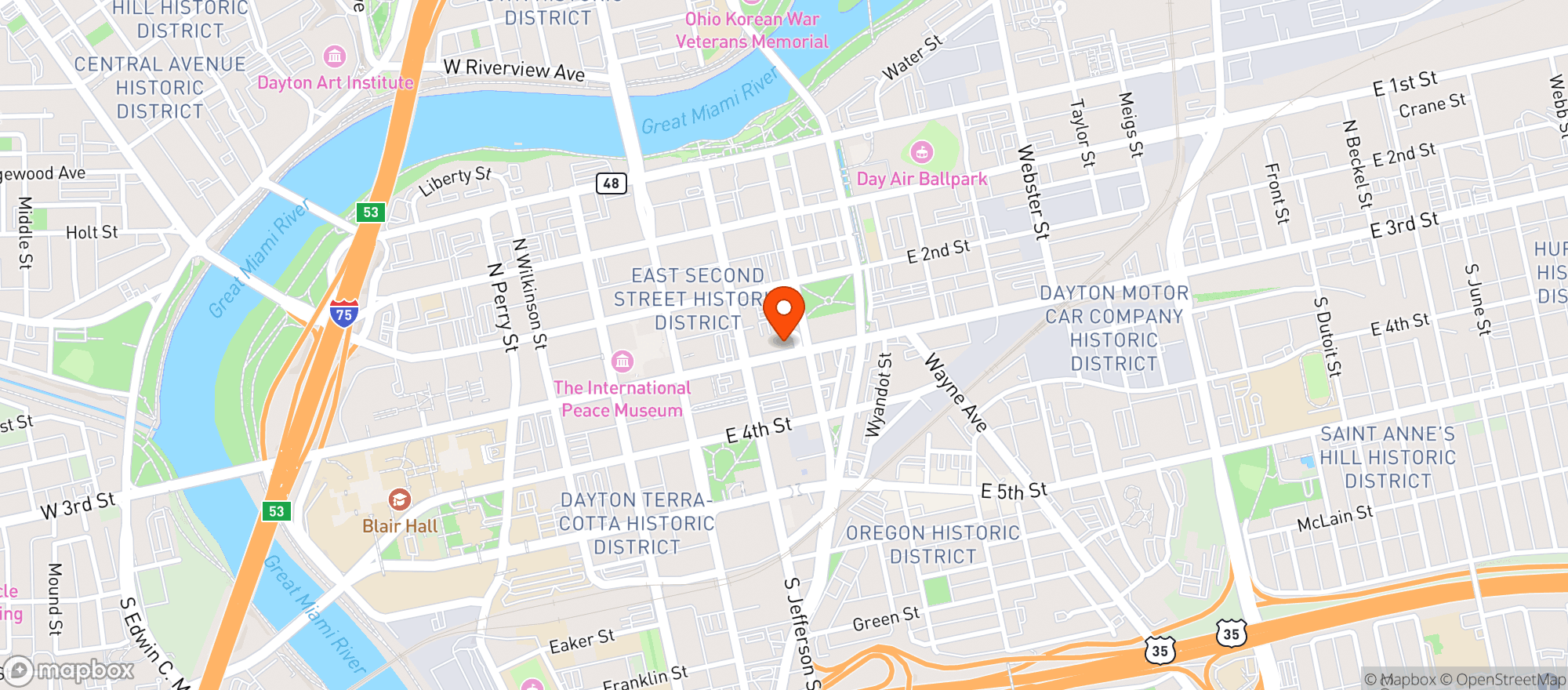 Map showing Tony & Pete's