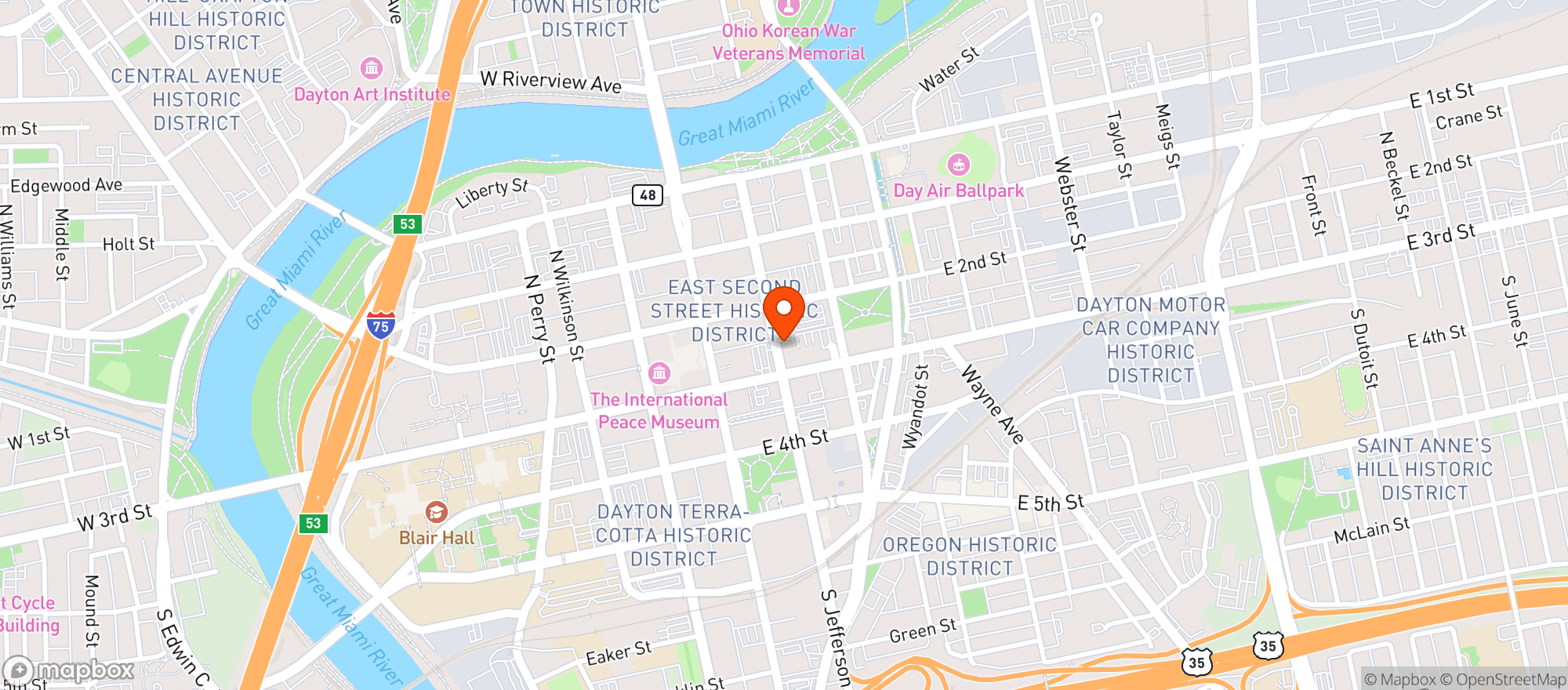 Map showing Mj's On Jefferson
