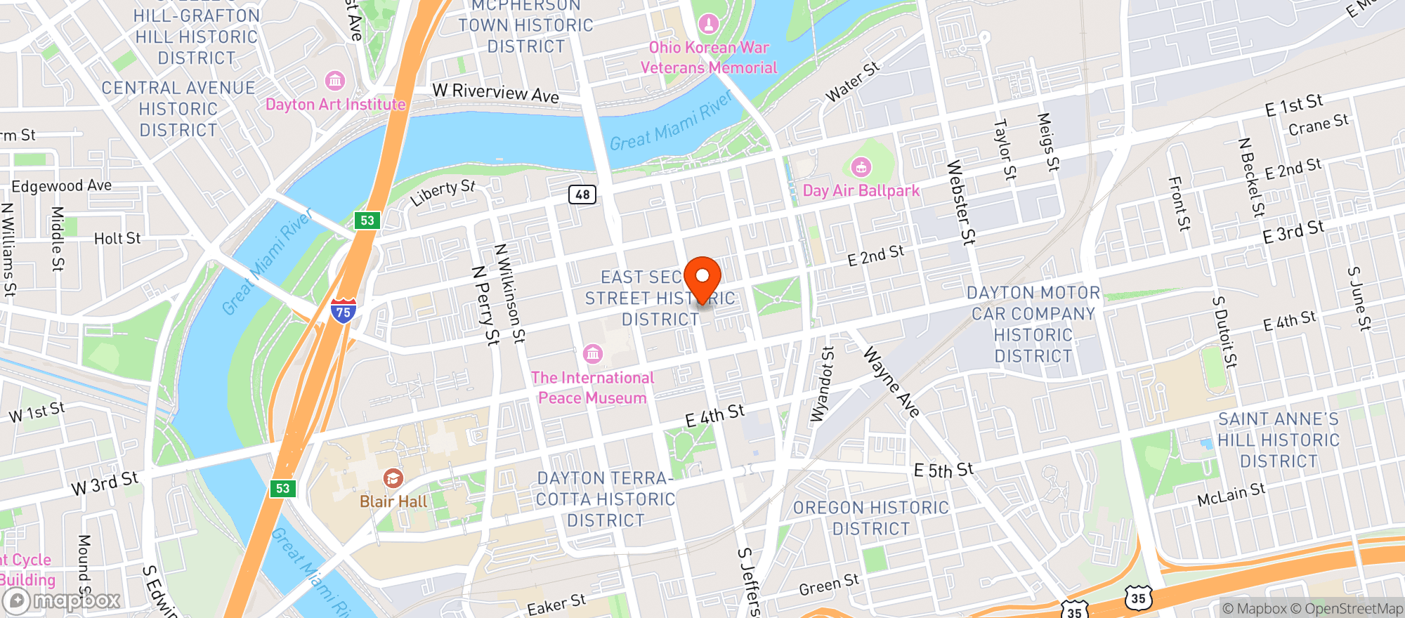Map showing Stage Door