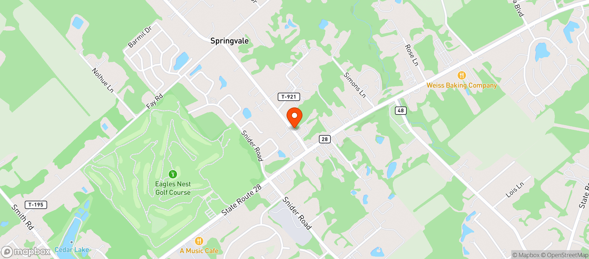 Map showing RIVER'S BEND WINE & SPIRITS