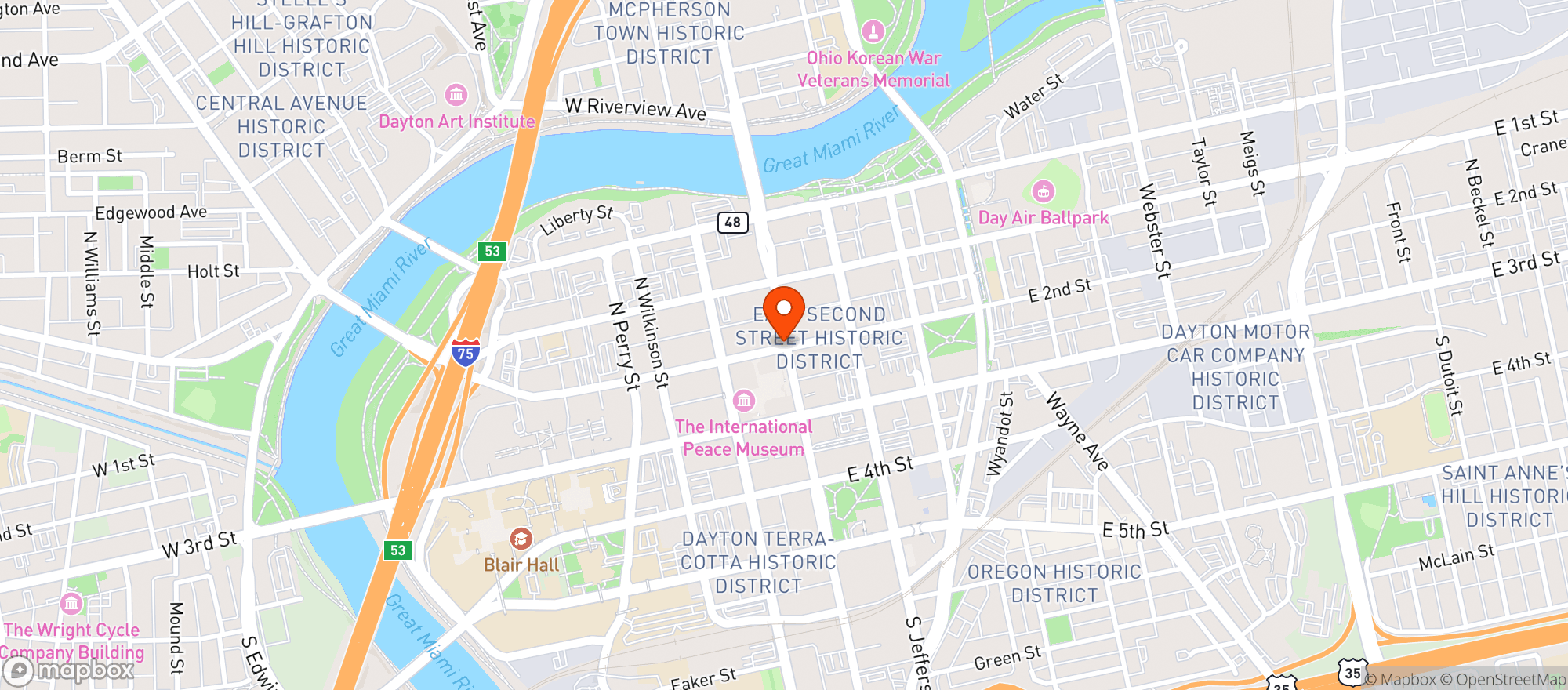 Map showing Schuster Center