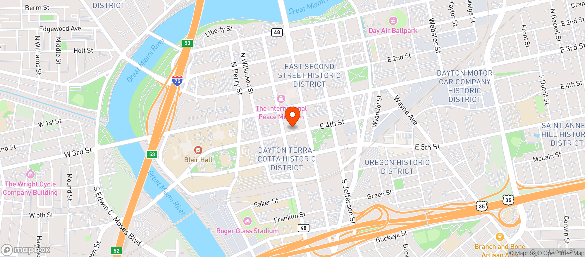 Map showing Dayton Arcade