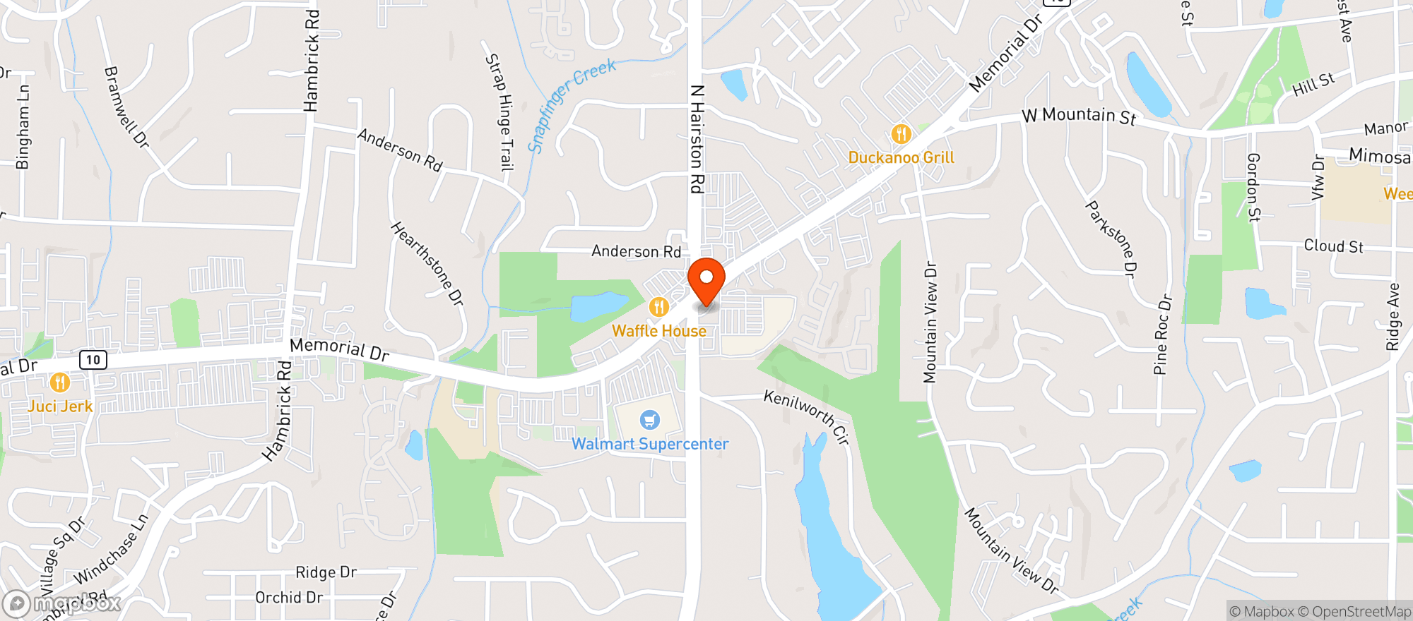 Map showing Memorial Drive Food Shop