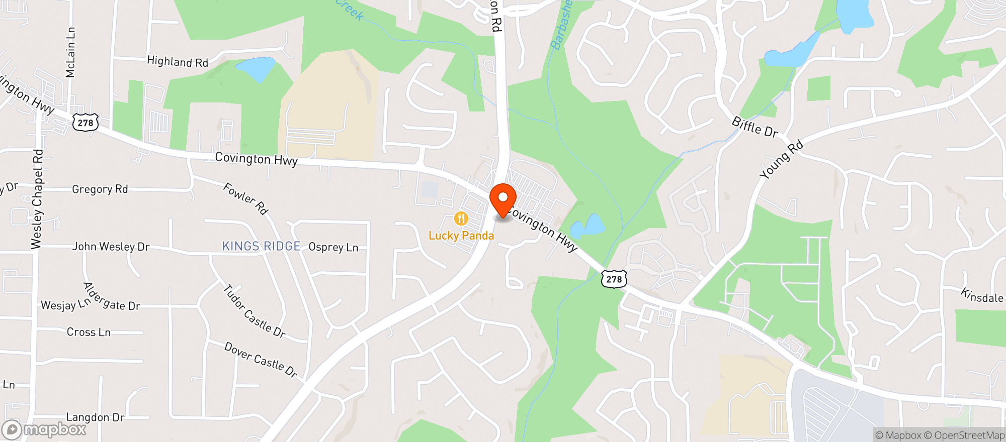 Map showing Chevron Food Mart - S Hairston