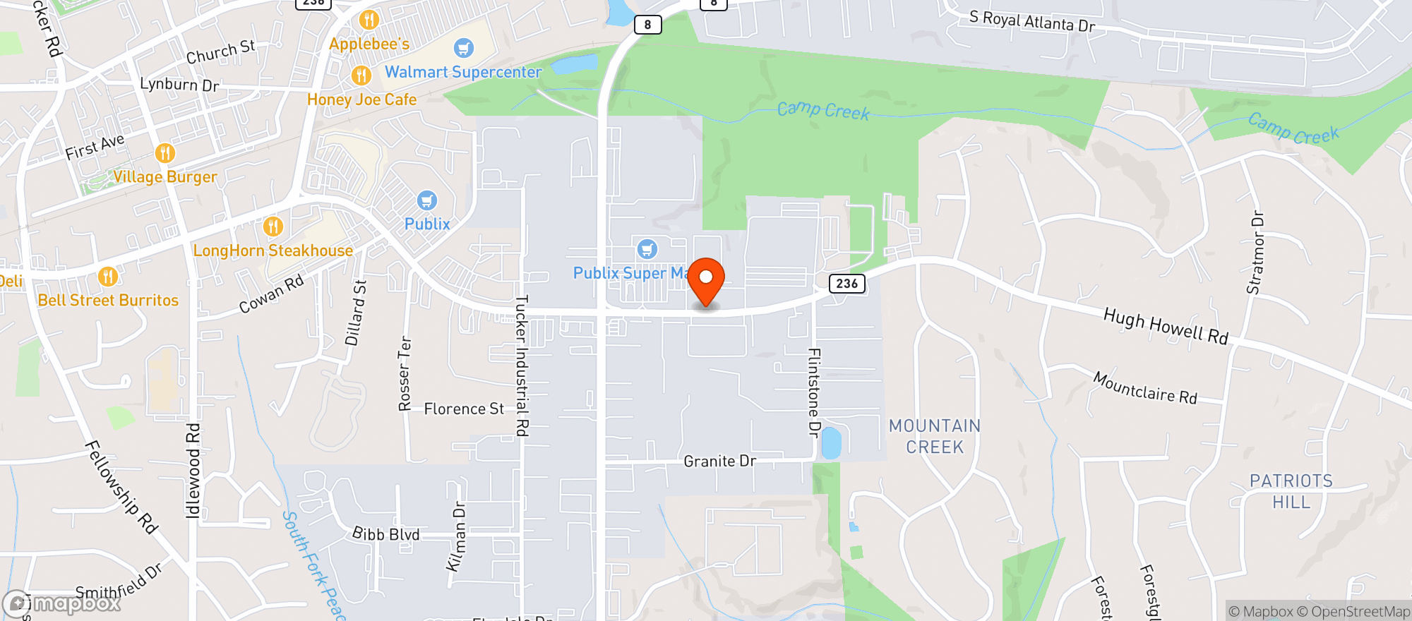 Map showing Publix Super Market