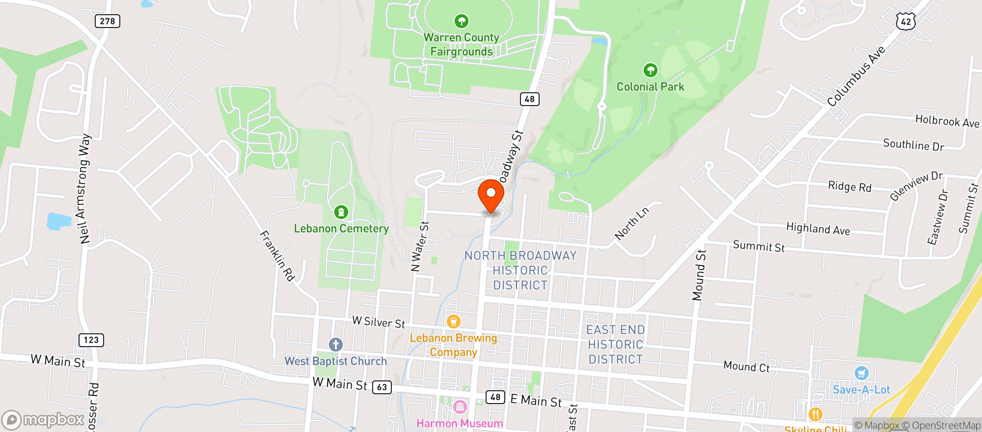 Map showing Broadway Barrel House