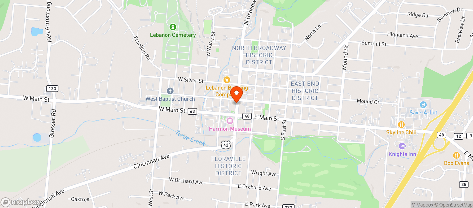 Map showing Mae Ploys Thai Restaurant