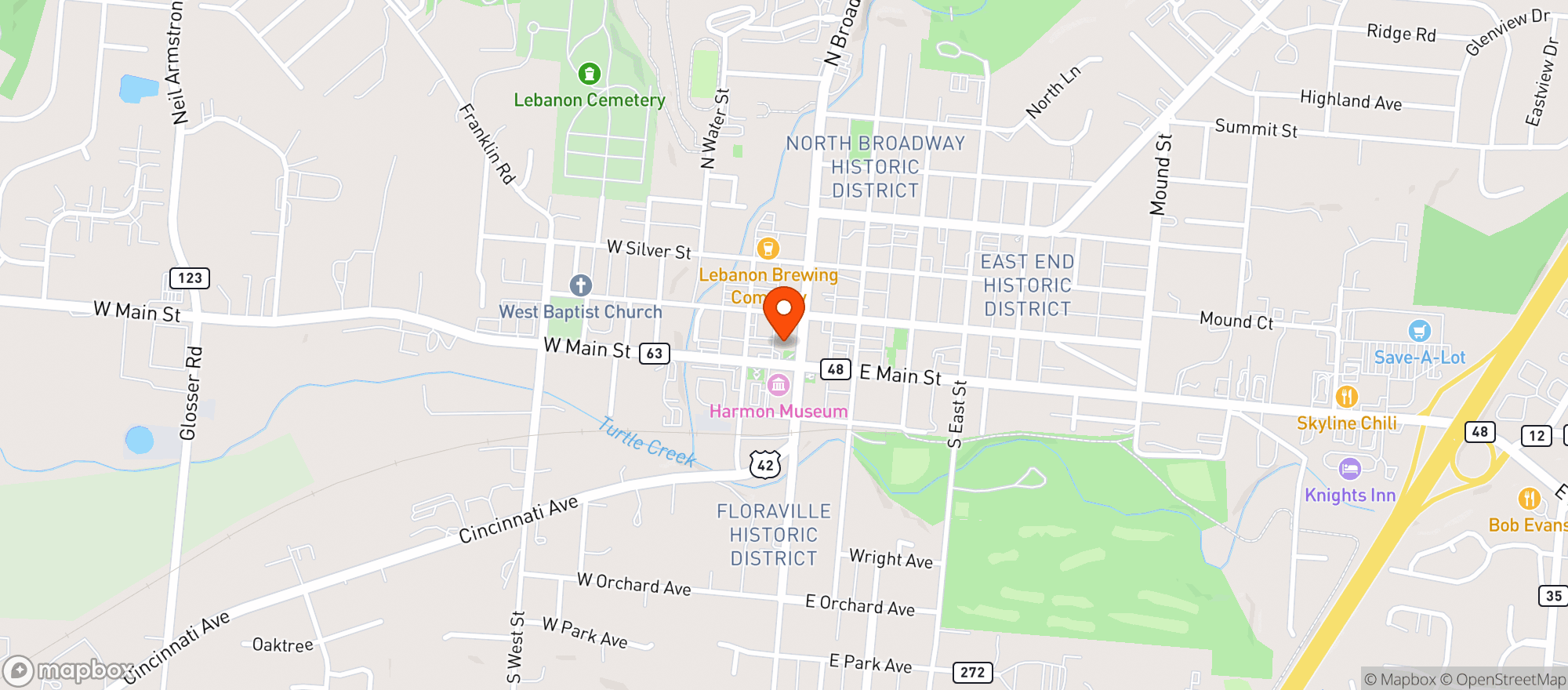 Map showing Golden Lamb Inn