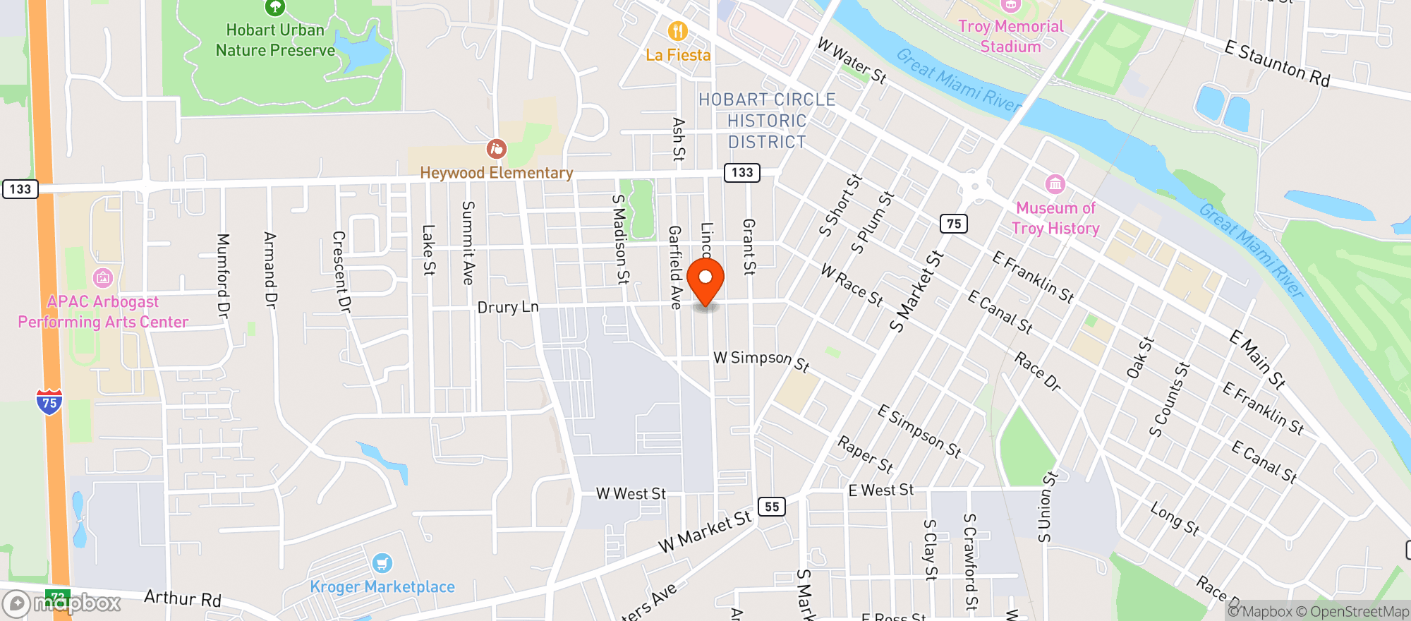 Map showing 25 A Drive Thru