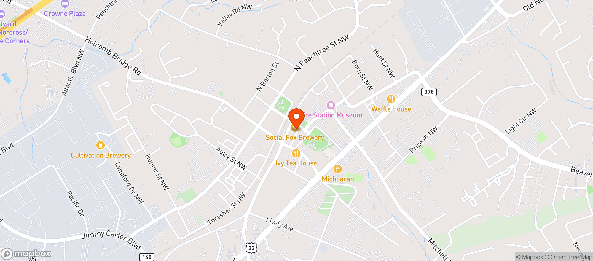 Map showing Social Fox Brewing