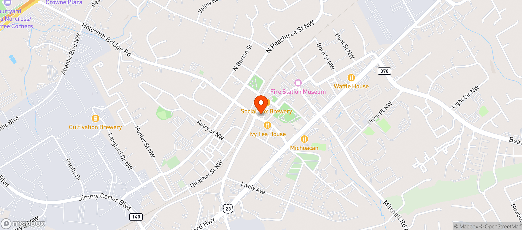 Map showing VSOP taproom