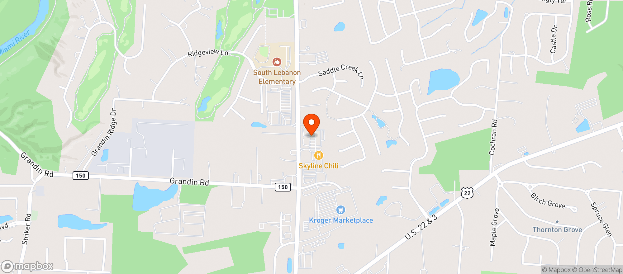 Map showing RIVER'S BEND WINE, SPIRIT, LIQUOR AND CIGAR SHOP
