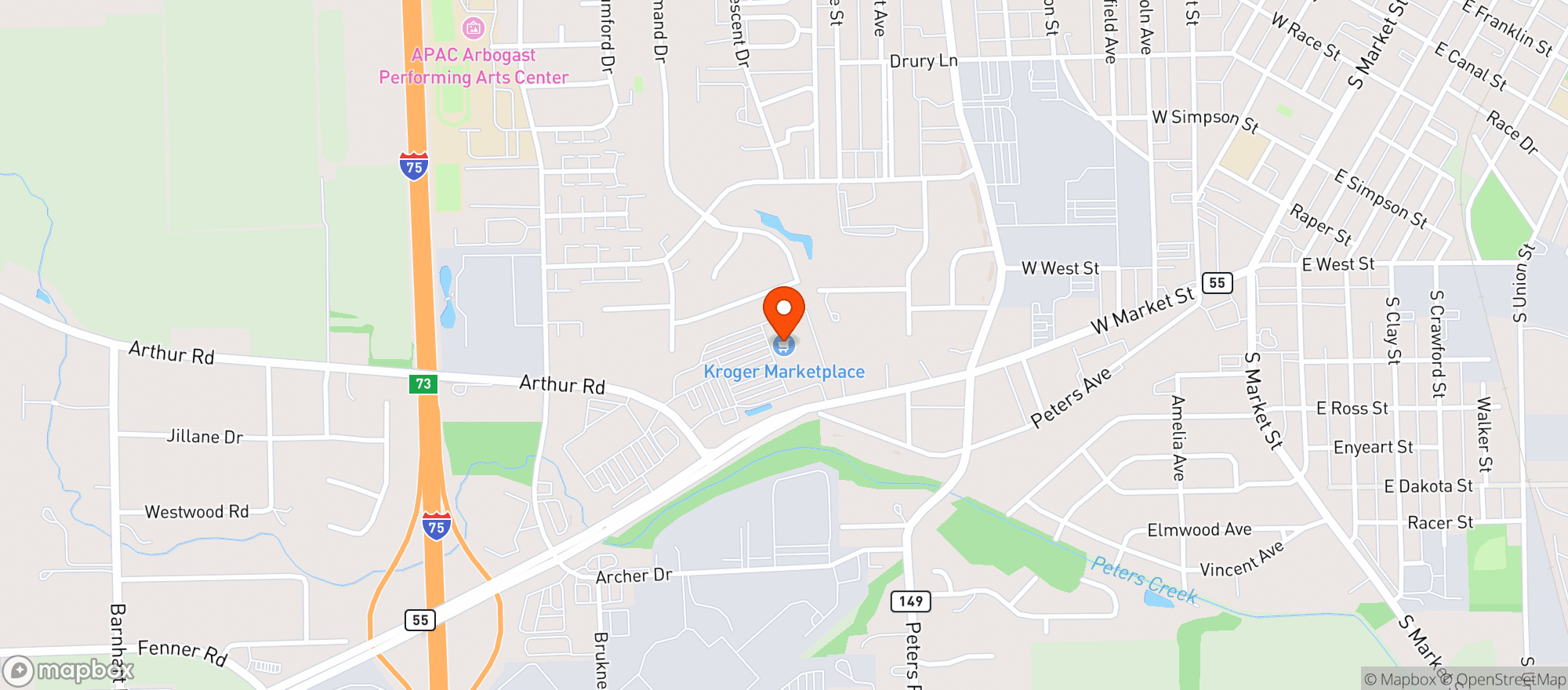 Map showing Cincinnati/Dayton (014) - 00984 - Troy Marketplace