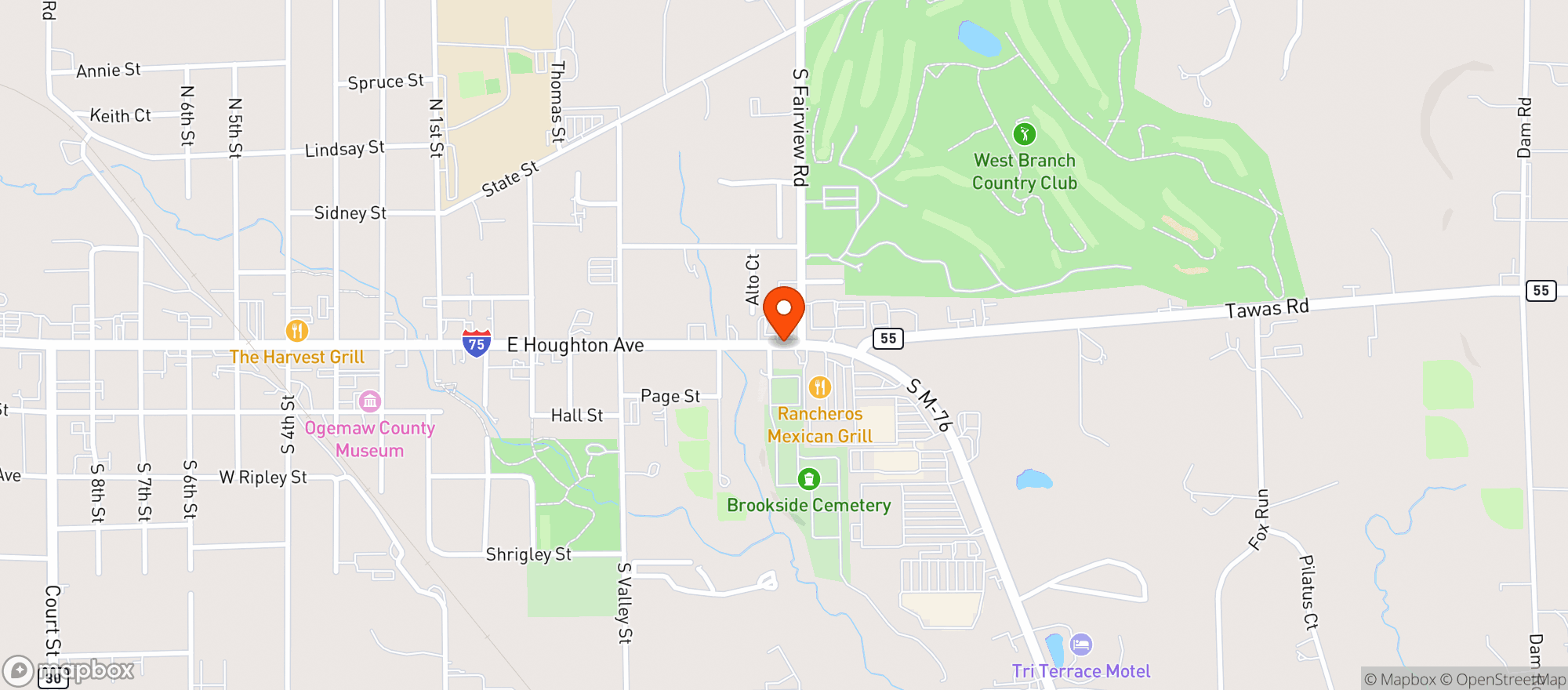 Map showing Herbology West Branch