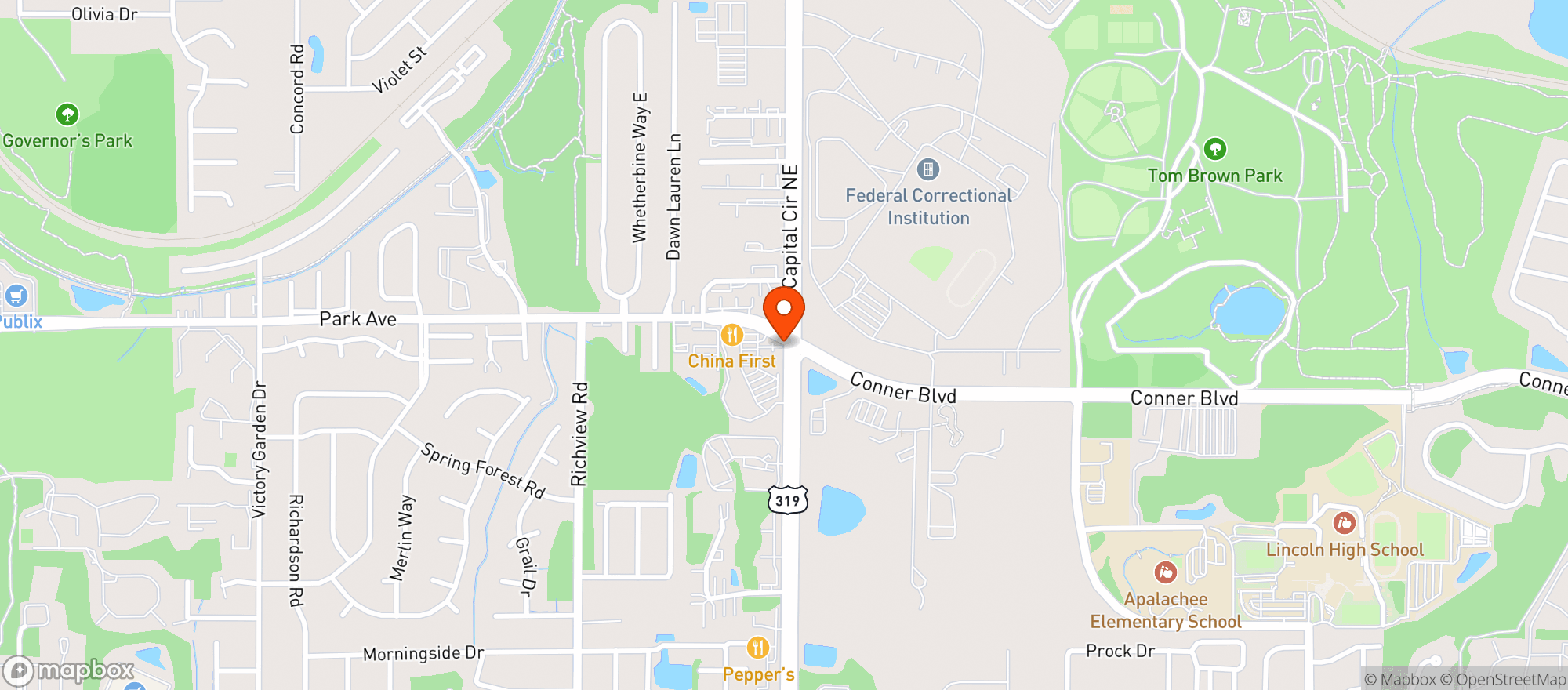 Map showing CIRCLE K (2956 E PARK AVE)