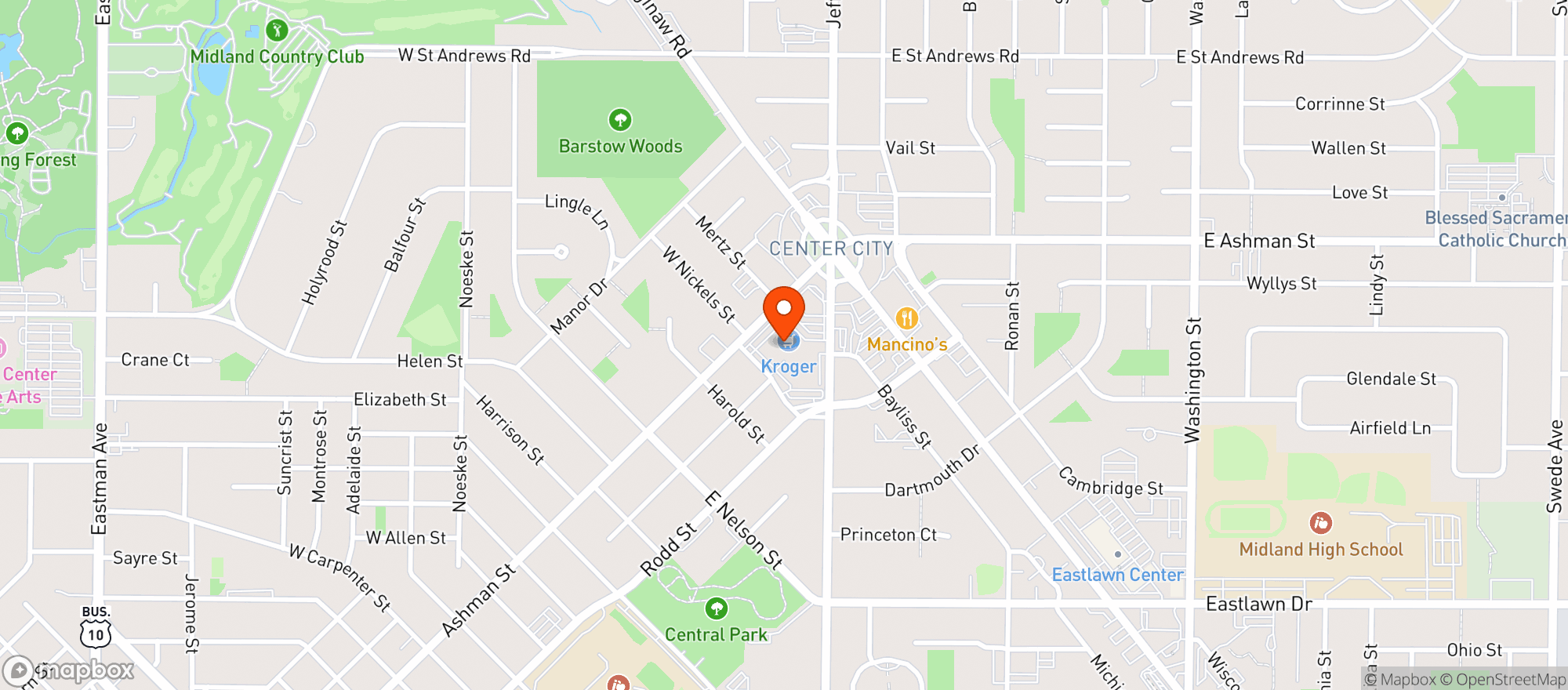 Map showing Kroger