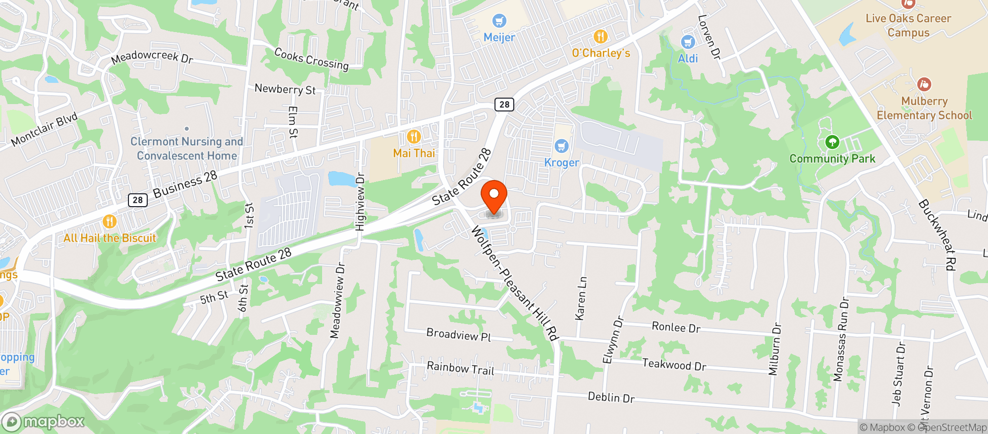 Map showing WOLFPEN DRIVE THRU