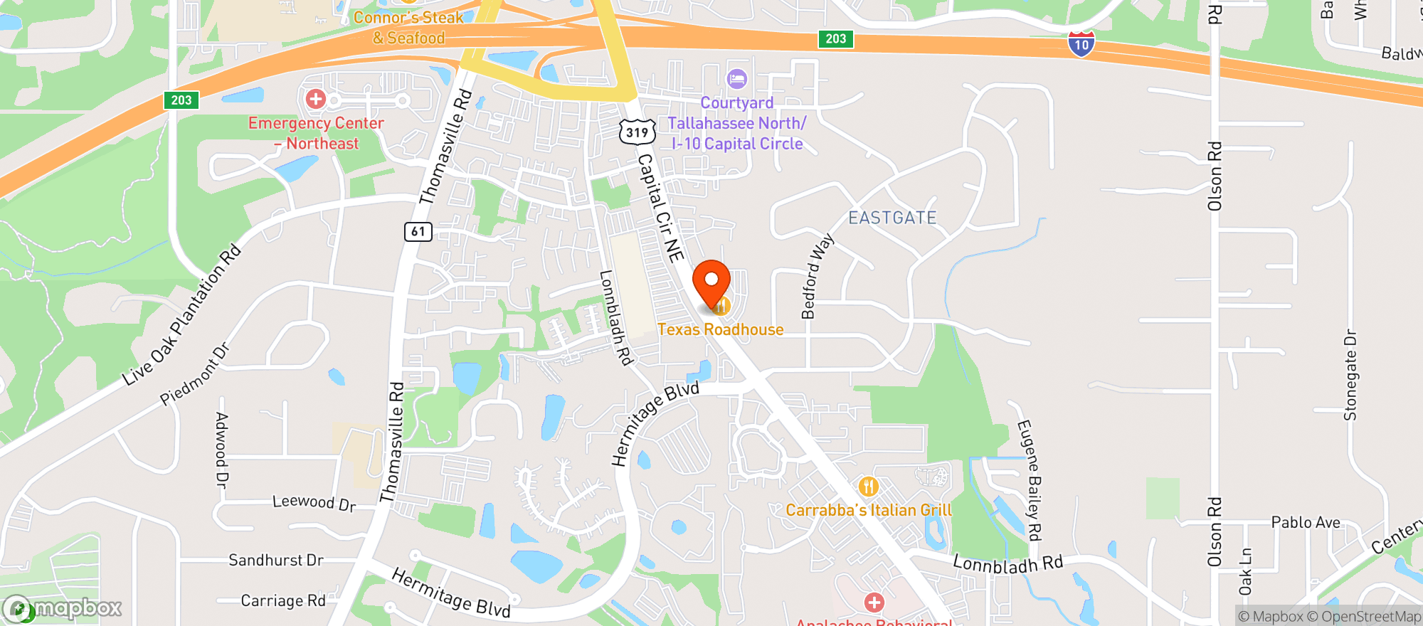 Map showing Texas Roadhouse