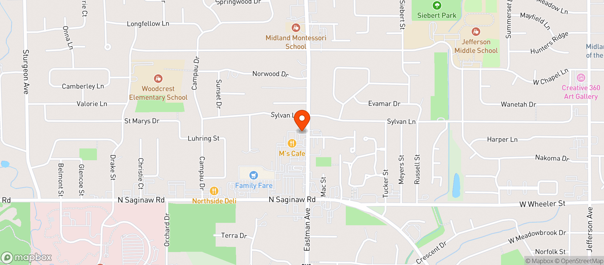 Map showing Eastman Party Store