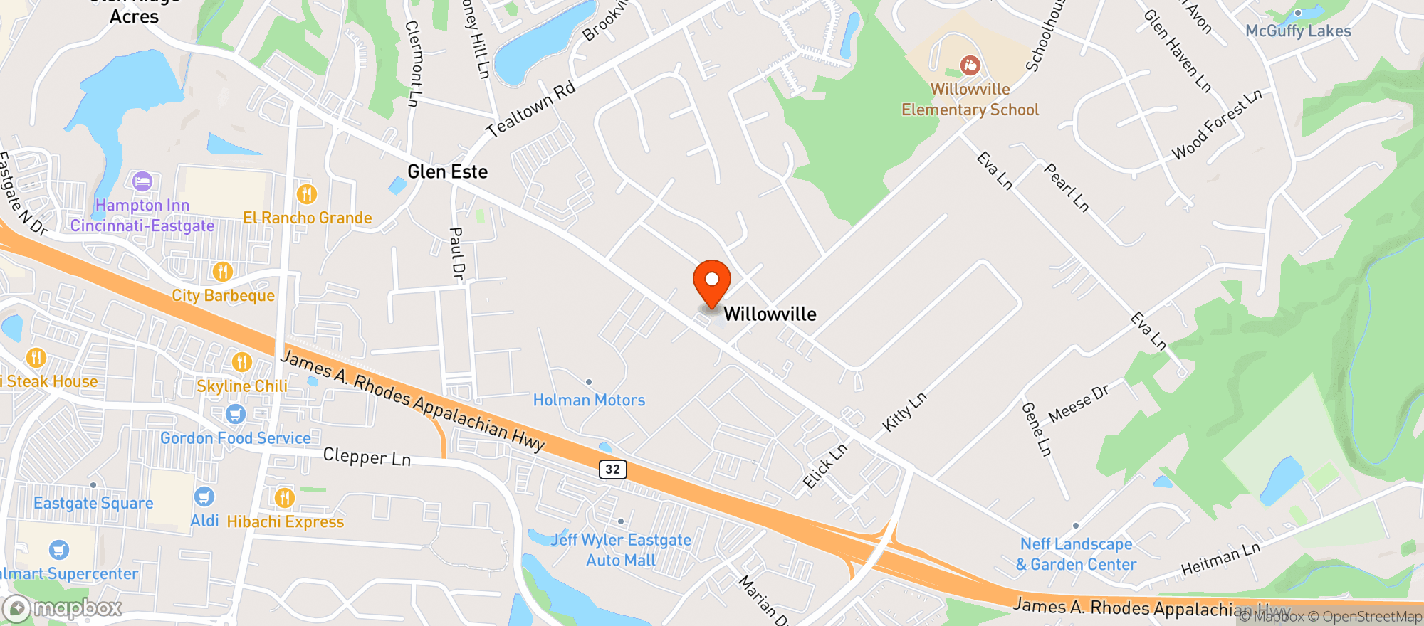 Map showing Ameristop Batavia