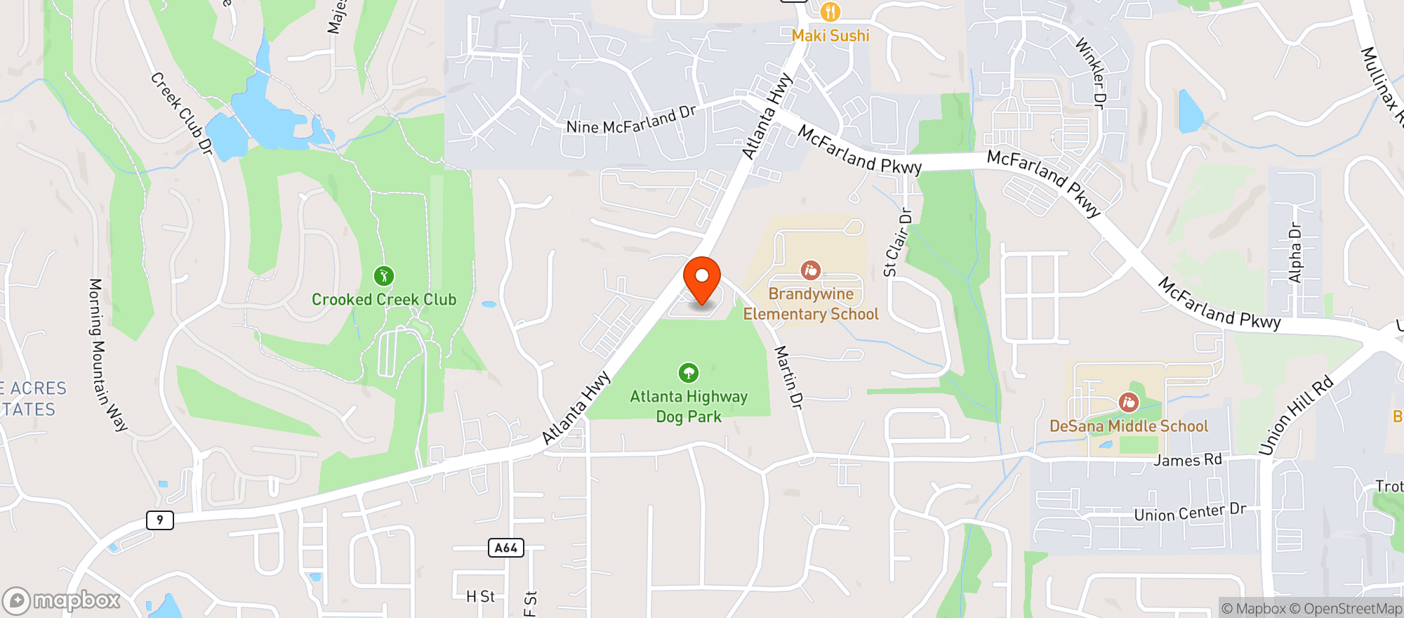 Map showing HOT BOX SMOKE & VAPE - ALPHARETTA