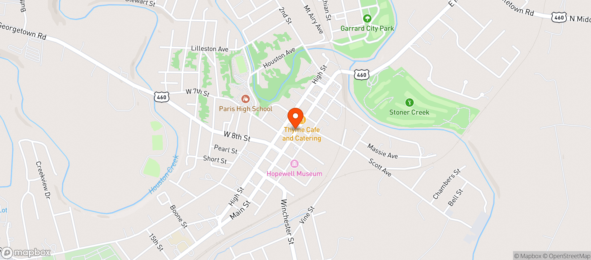 Map showing Rose & Thorne Pub