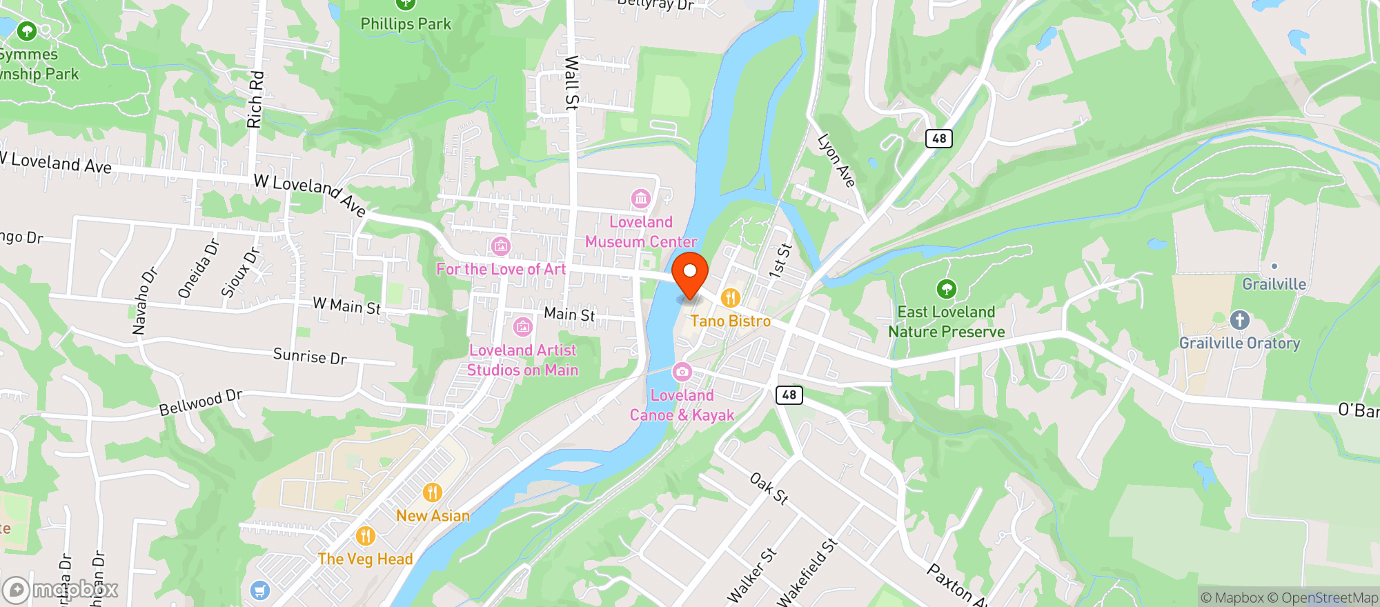 Map showing Cappy's Loveland