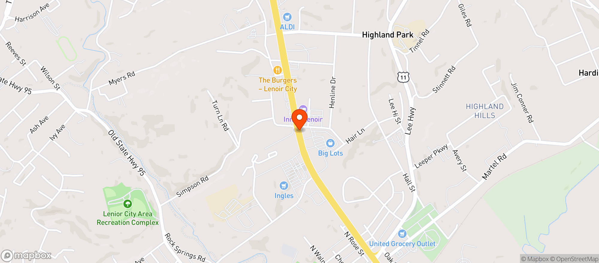 Map showing Food City