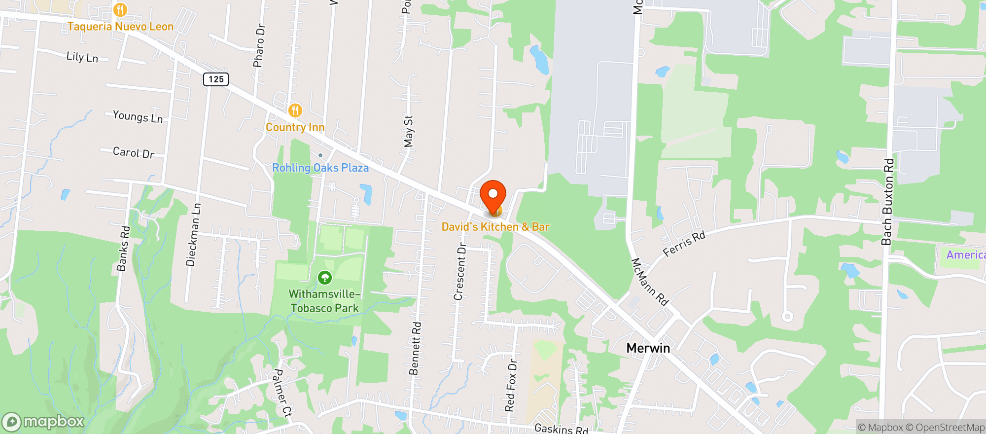 Map showing Davids Kitchen & Bar