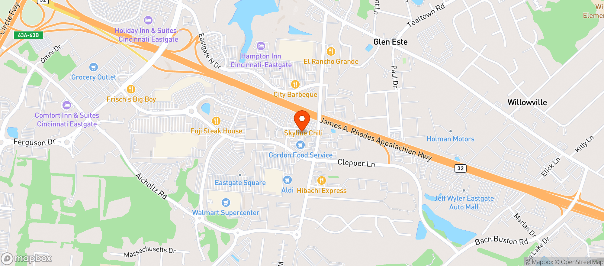 Map showing Jungle Jim's (eastgate)