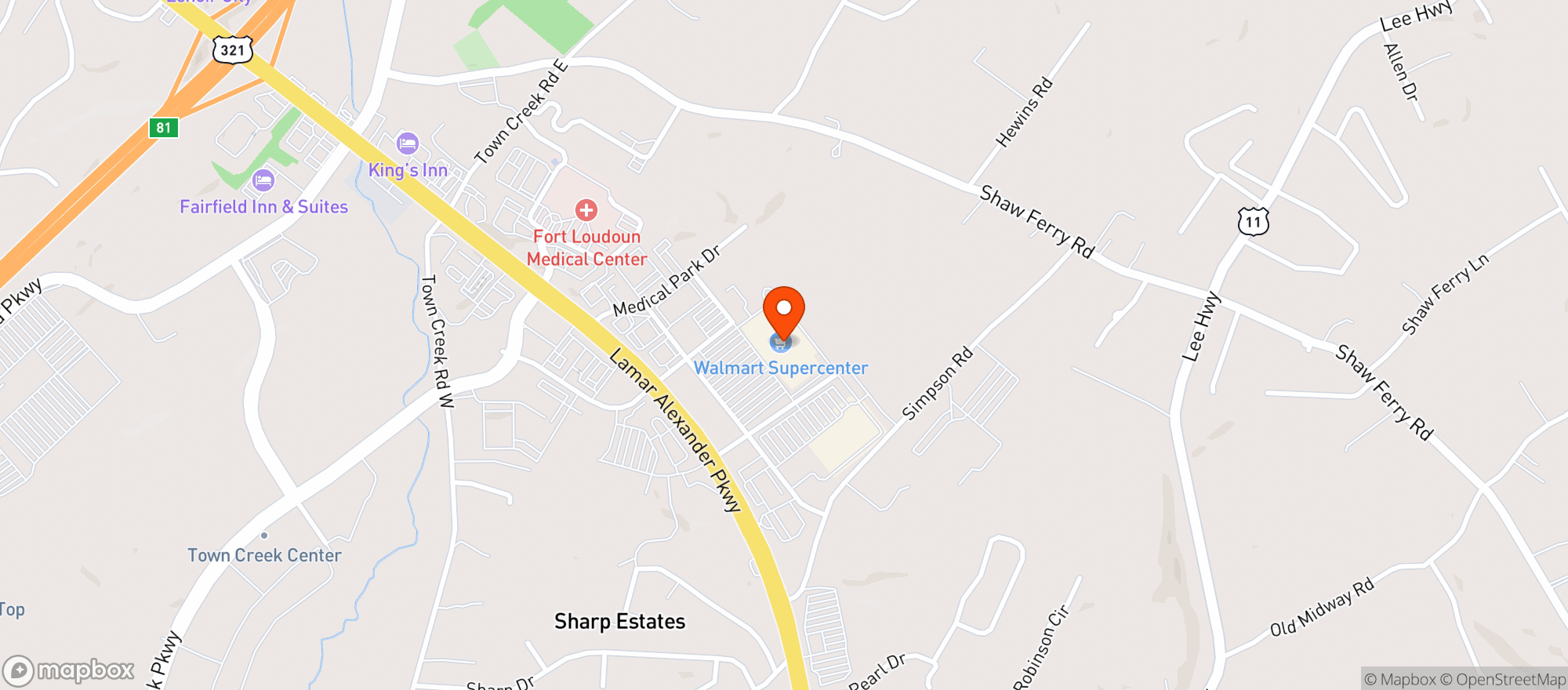 Map showing Walmart Supercenter