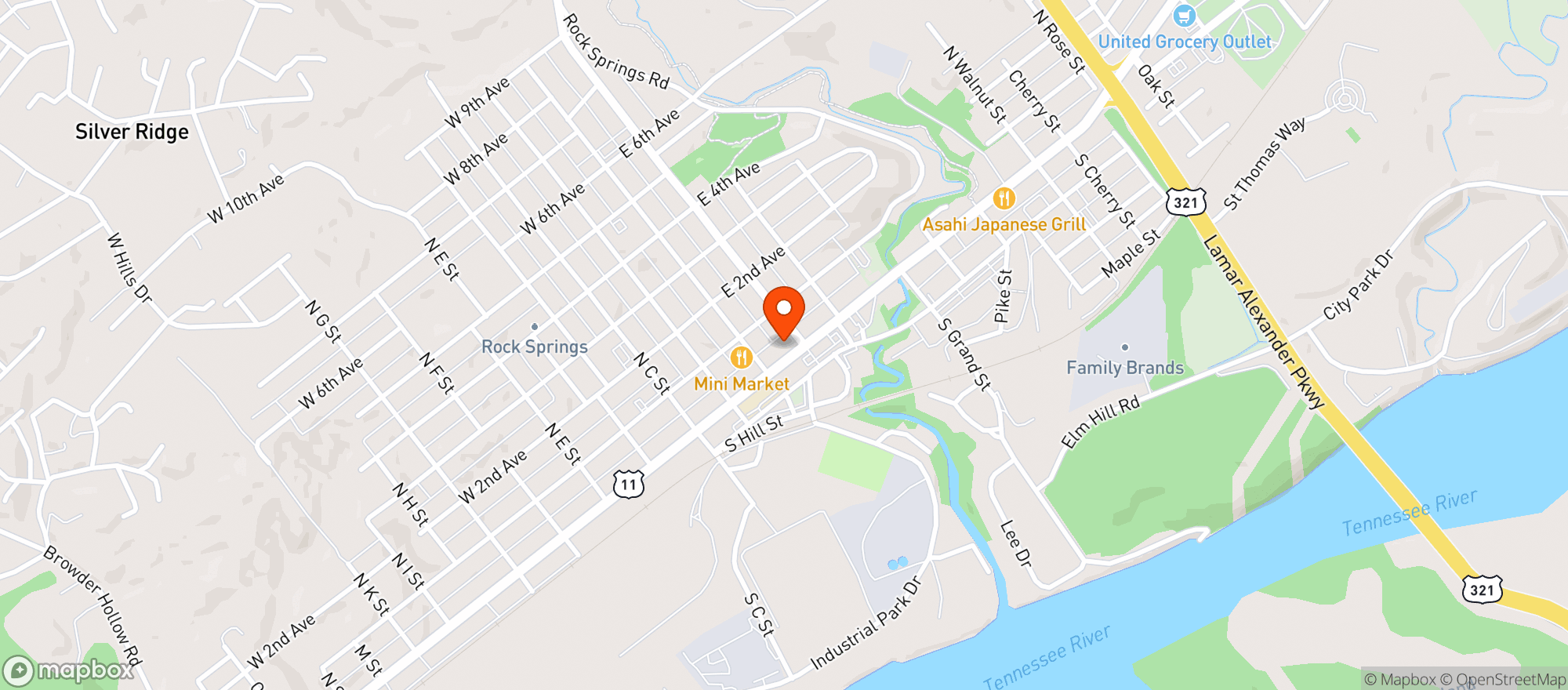Map showing Maui Waui Cafe