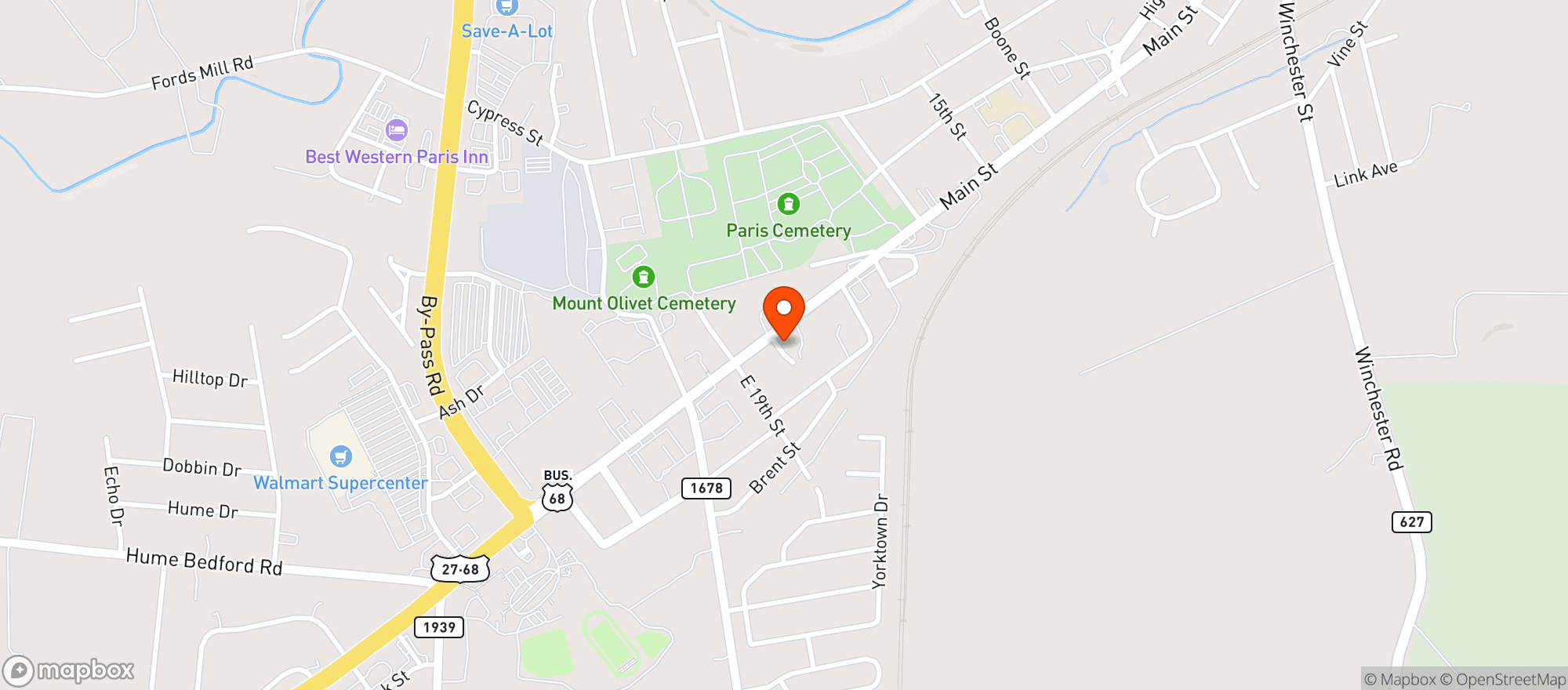 Map showing J & M Liquor