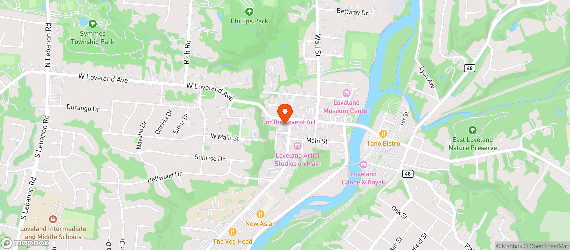 Map showing Loveland Quick Stop