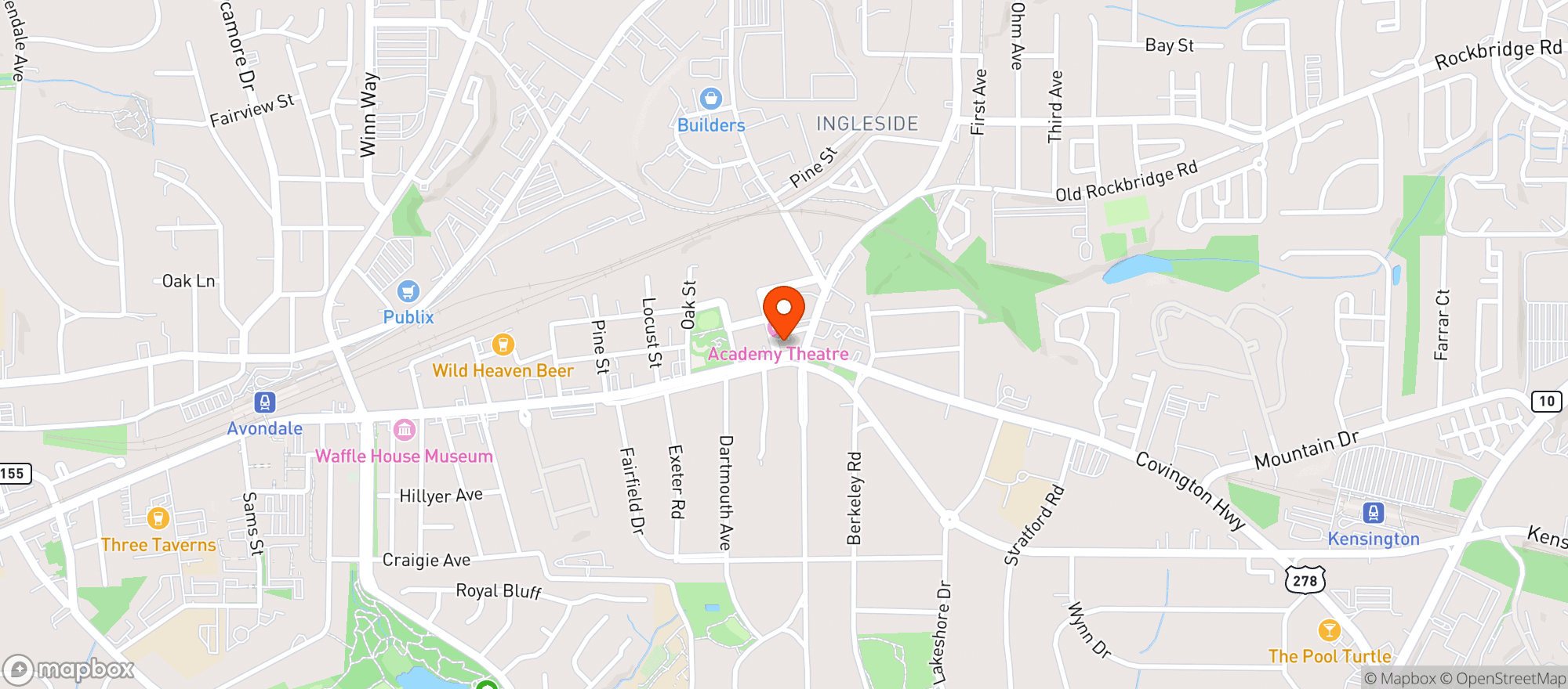 Map showing Avon Theater