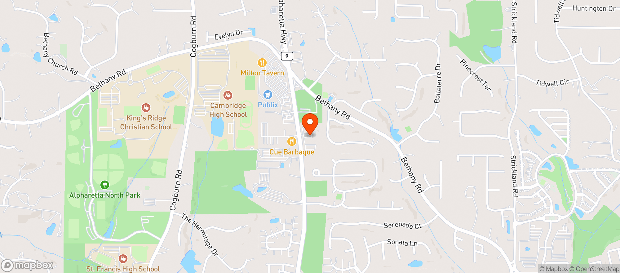 Map showing Mazzys Sports Tavern