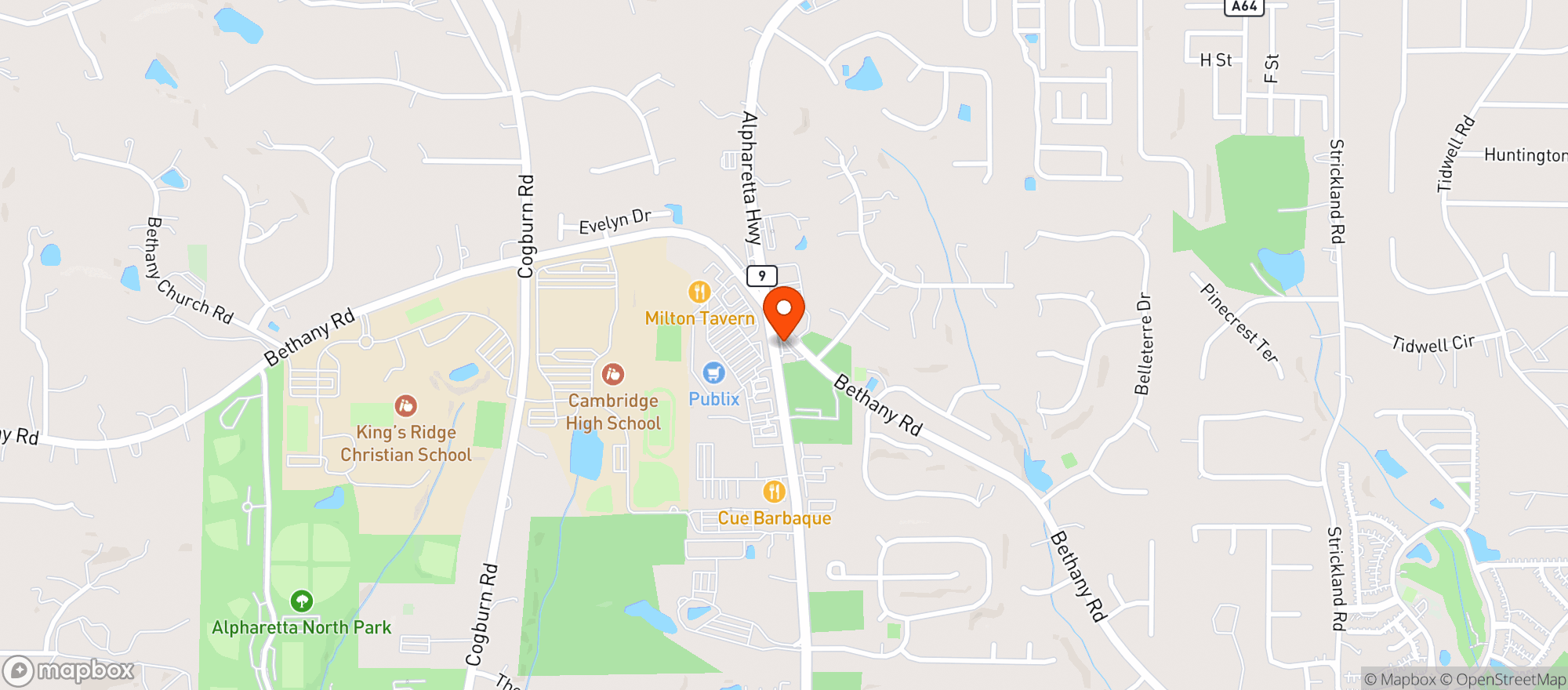 Map showing Milton Shell