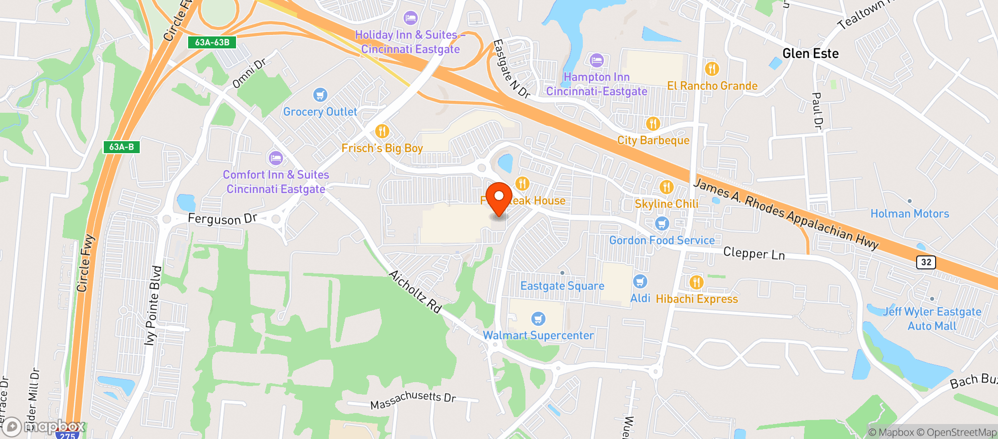 Map showing Rj Cinema Distillery & Taproom