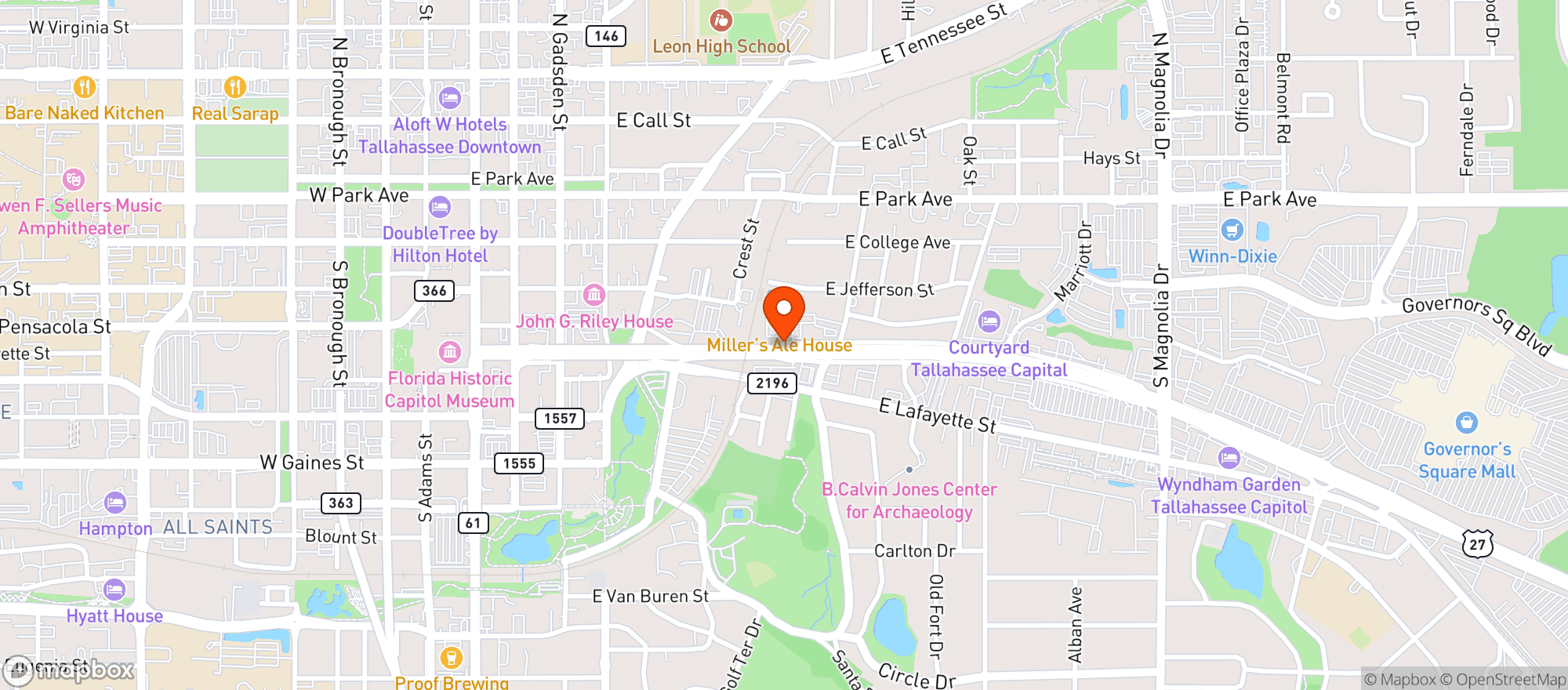 Map showing Millers Ale House