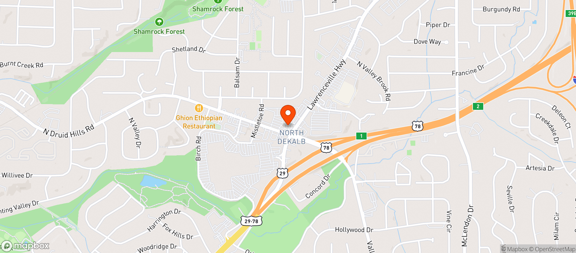 Map showing Express Mart