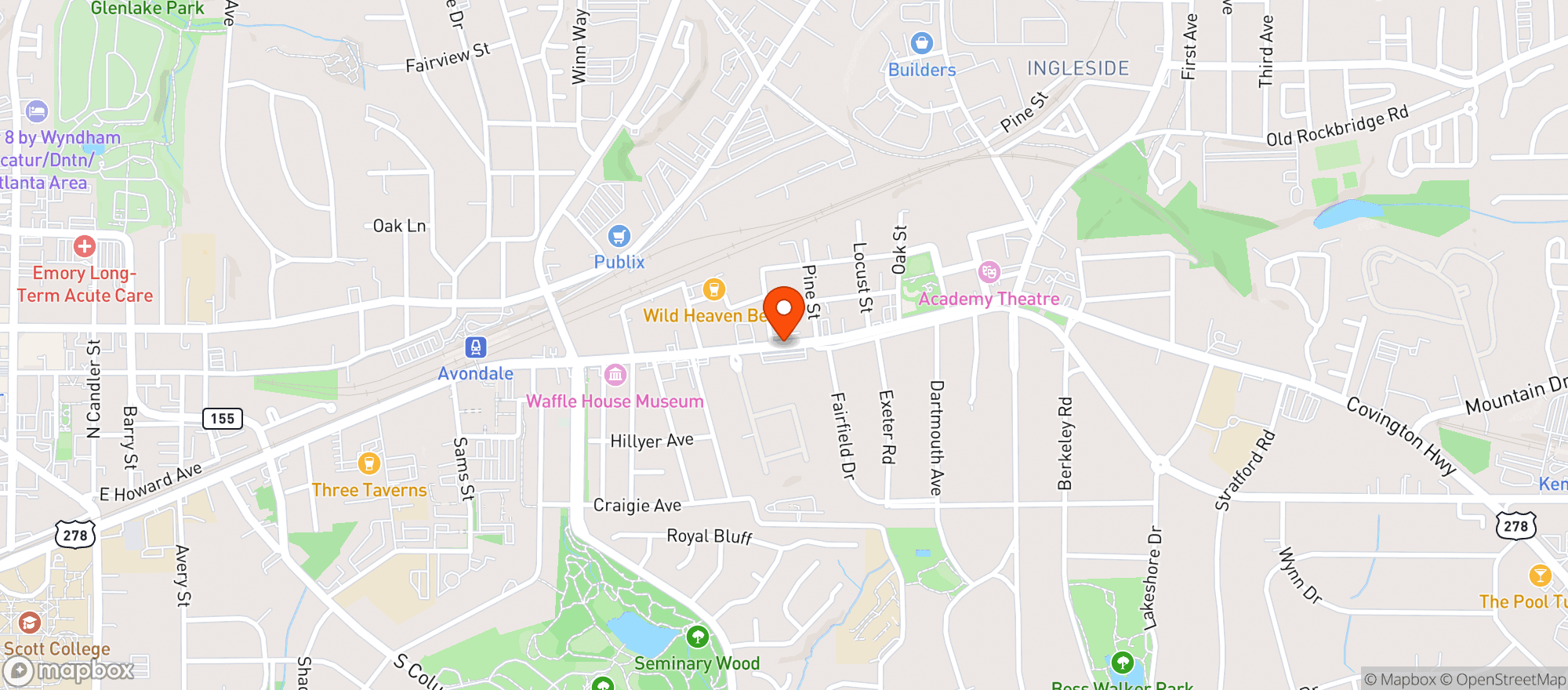 Map showing Avondale Pizza Cafe