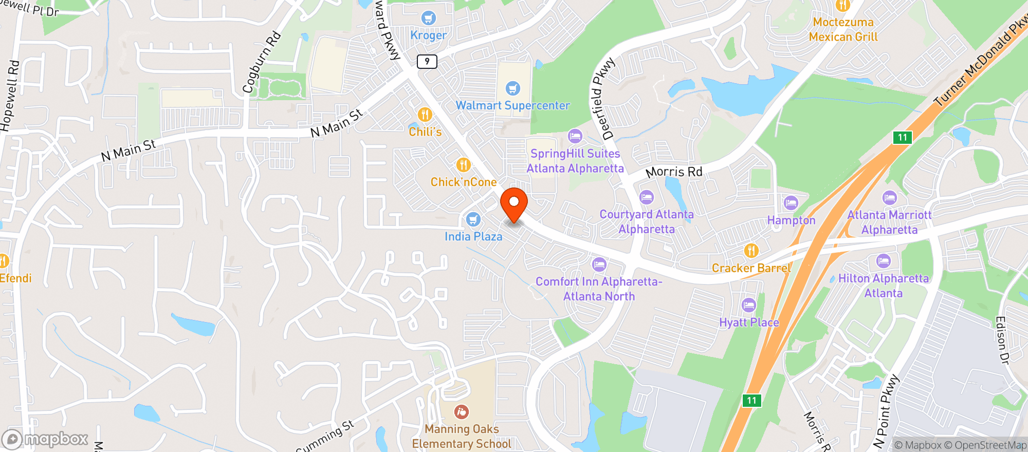 Map showing Frontera Mex Mex Grill