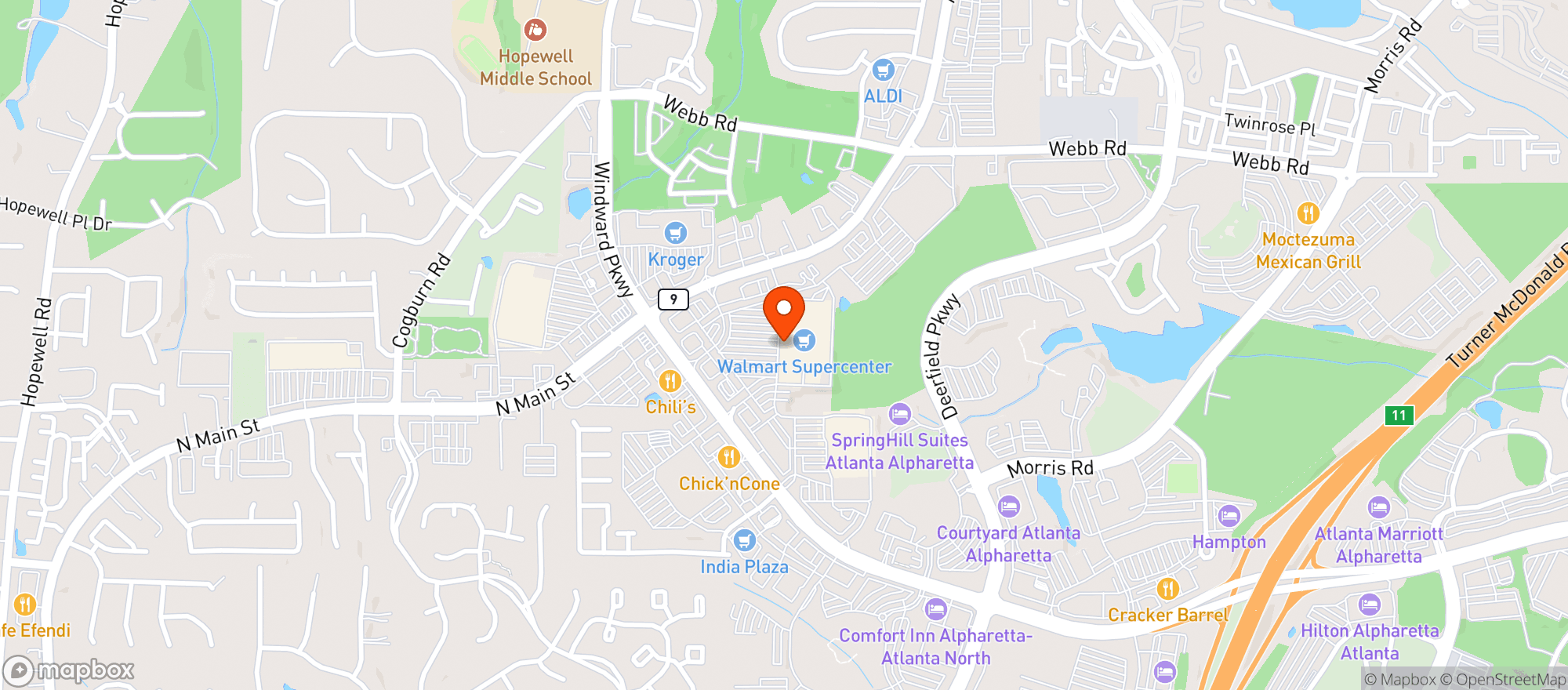 Map showing WALMART SUPERCENTER