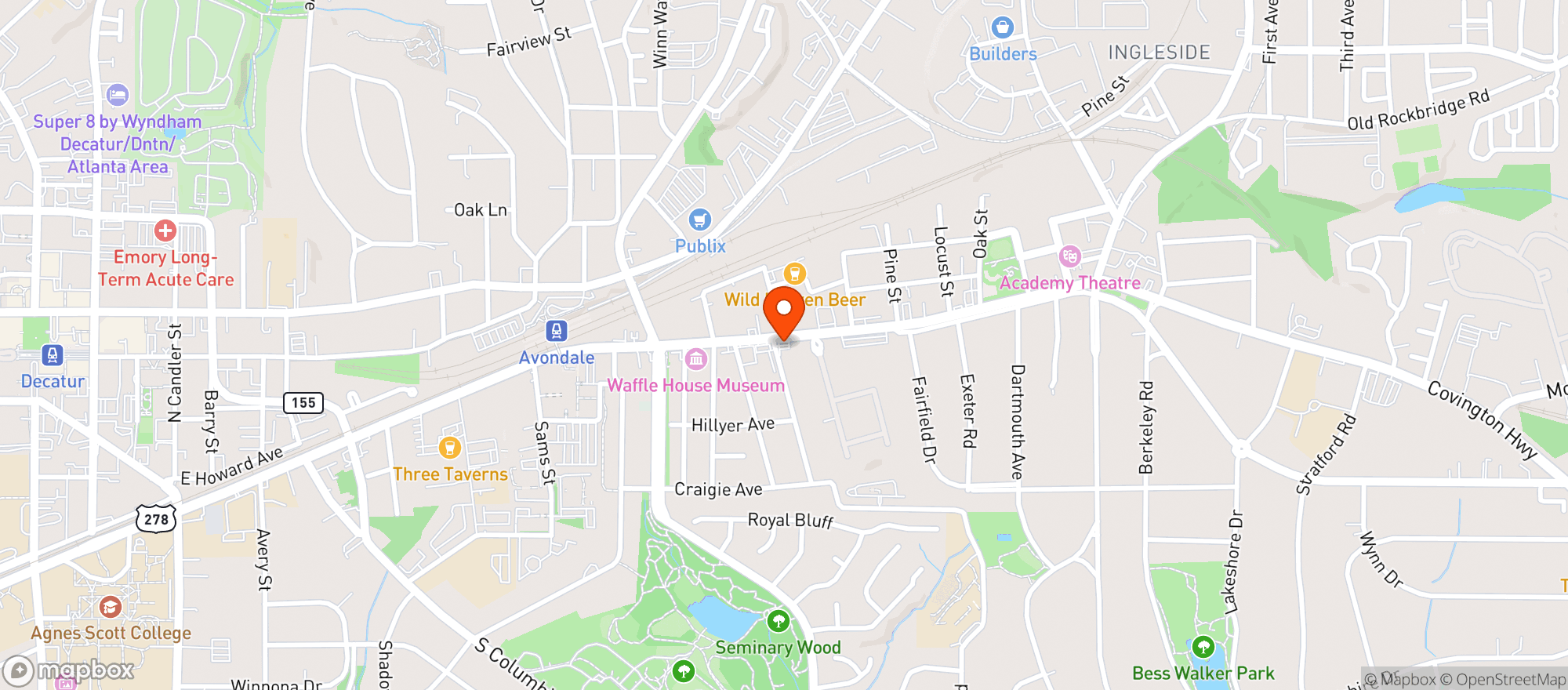 Map showing Shell Food Mart - E College Ave