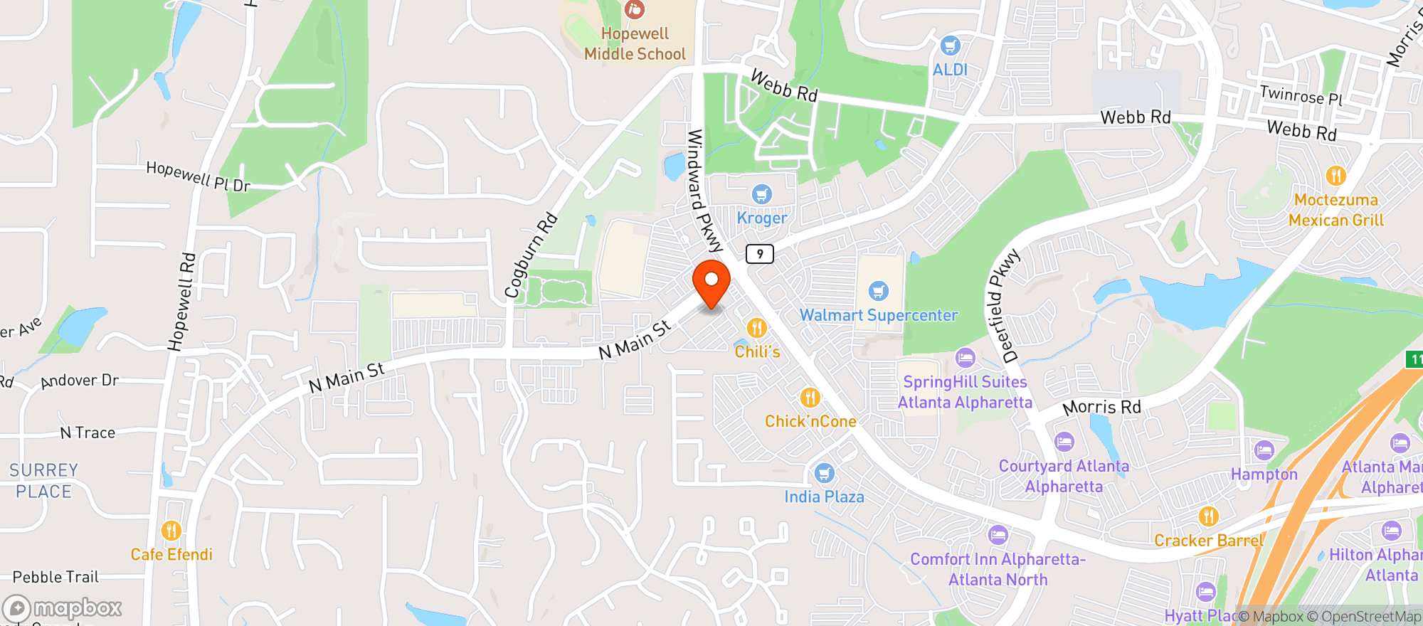 Map showing Taco Mac